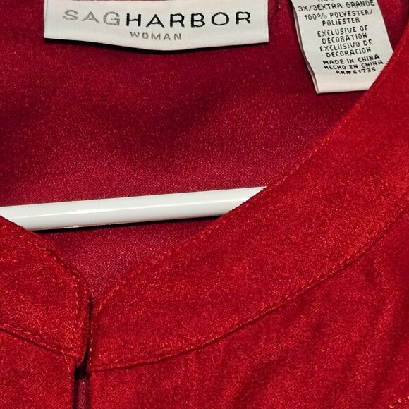 NEW RED Bling Top w Sequence n Embroidery Plus Size 3X - Picture 2 of 10